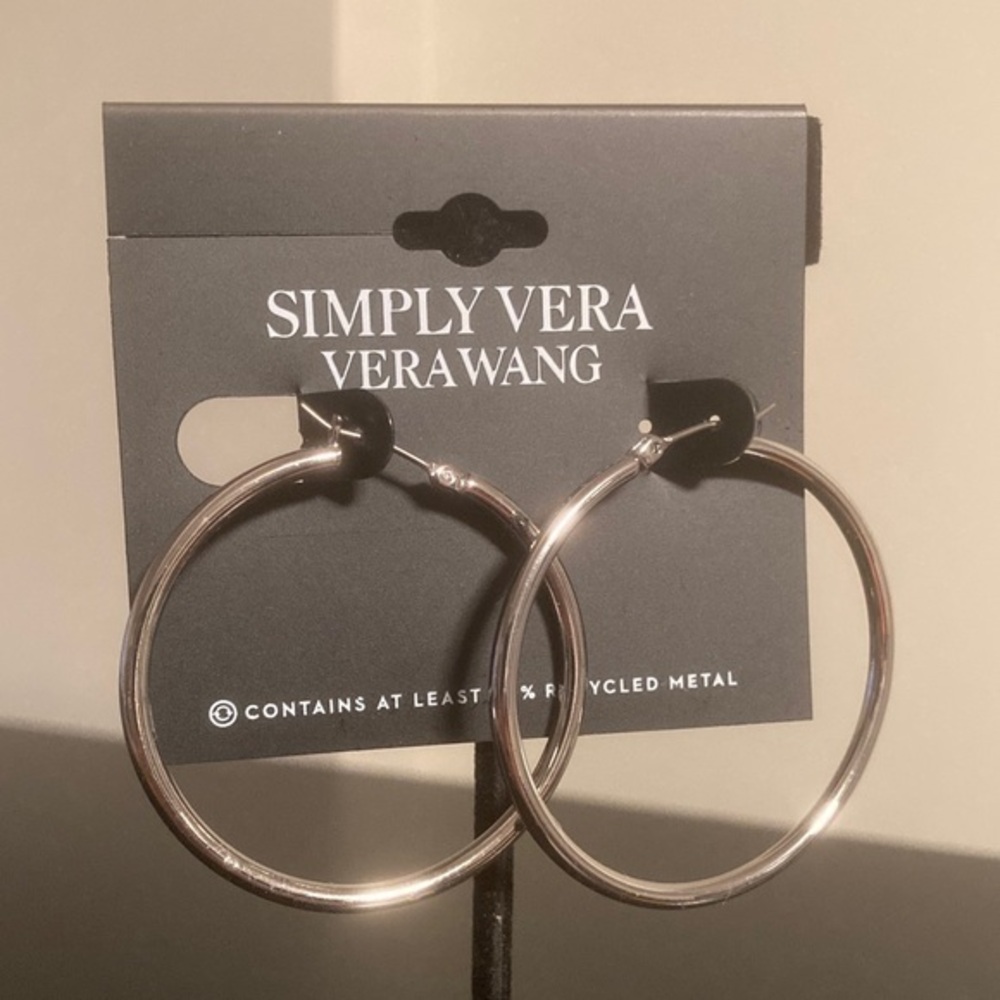 Simply Vera Vera Wang Shiny Silver Hoops